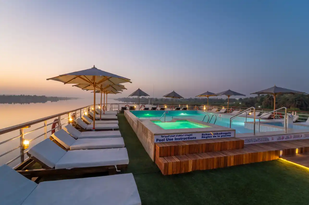 Sun deck of the City and Sea Adonis Nile Cruise Nile cruise